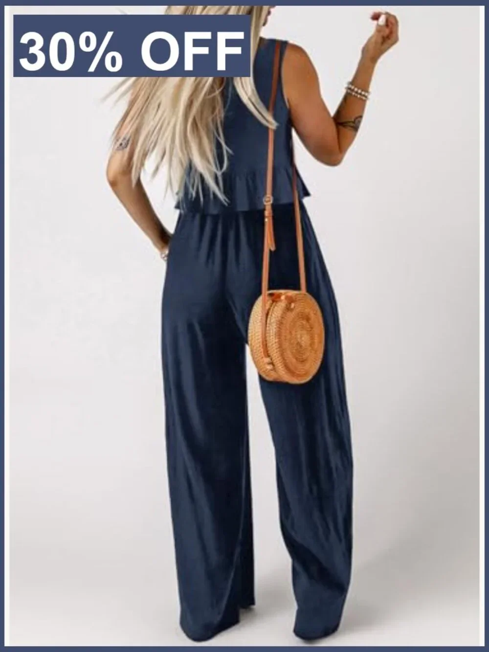 2 Piece Outfits Sleeveless Tank Top Wide Leg Pants Set Matching Set